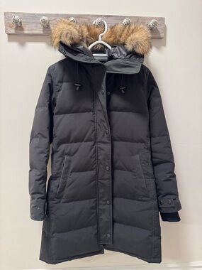 Canada Goose Shelburne Parka Black Label Black with Fur Size Small + Garment Bag
